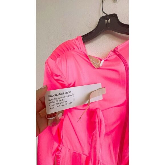 Bronx and Banco Electric Pink Maxi Dress XL/US10 - Picture 6 of 8
